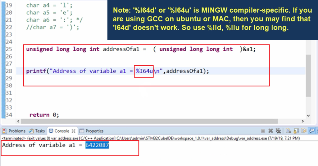 Address Variables and Type Casting in C