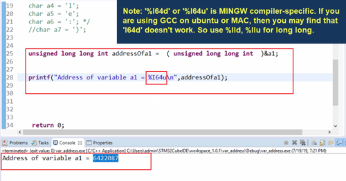 Address of variables in C Programming