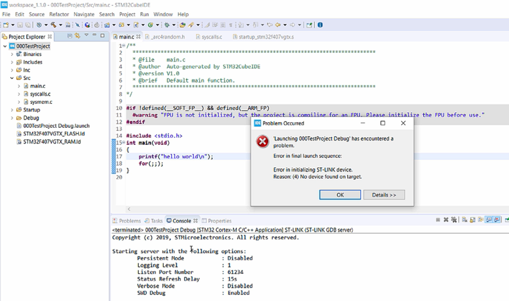 Issues with STM32CubeIDE