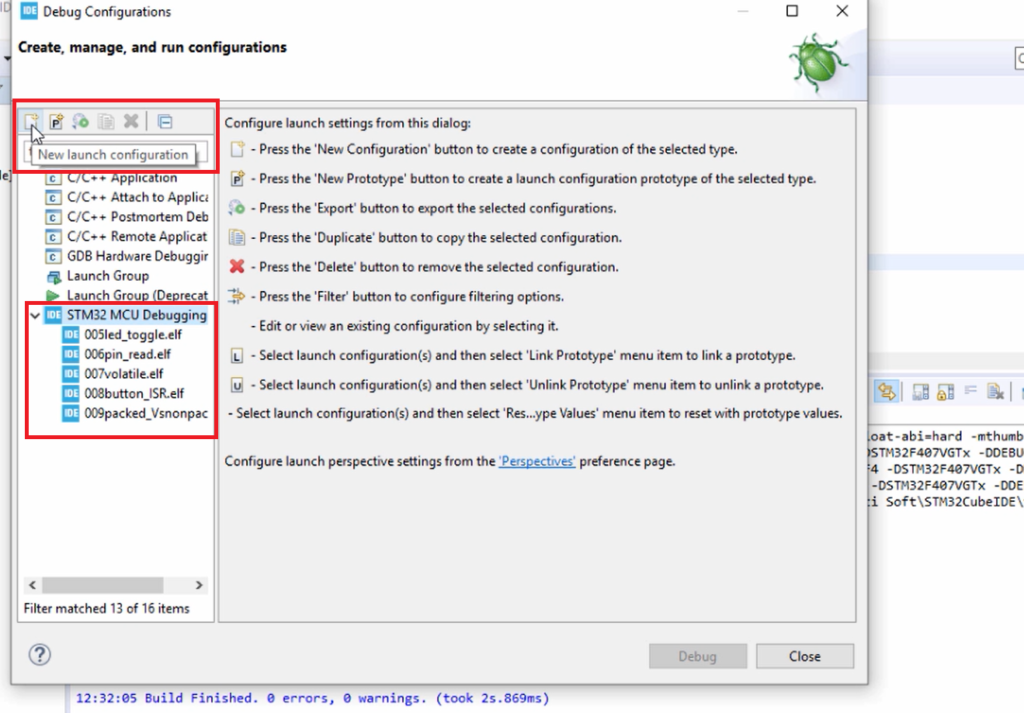 Figure 4. Debug Configurations