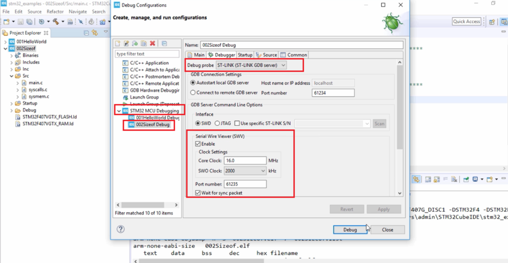 Figure 4. Debug Configurations