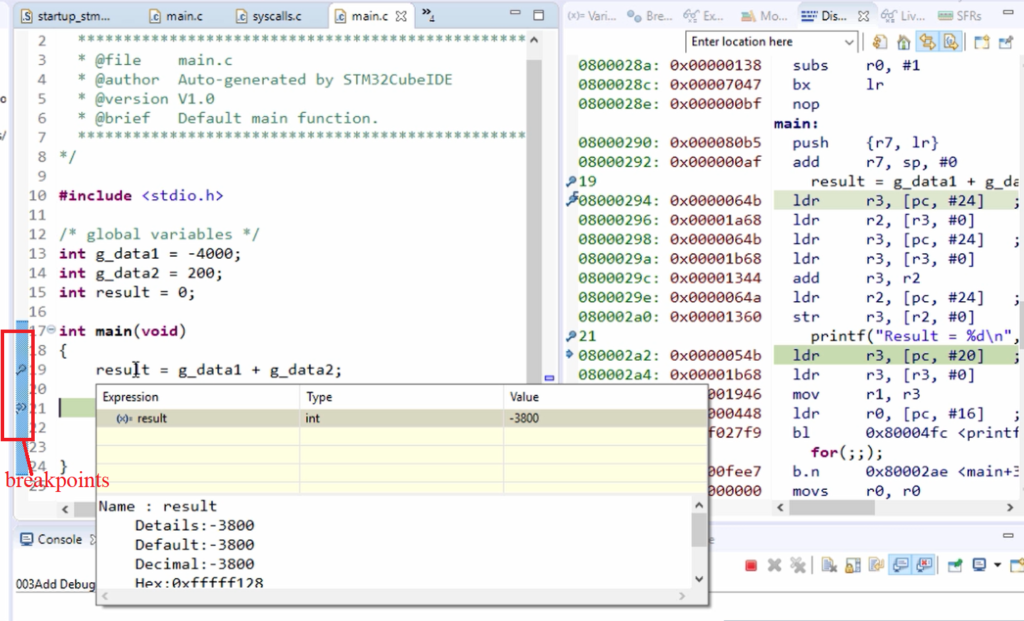Figure 10. Debug the code