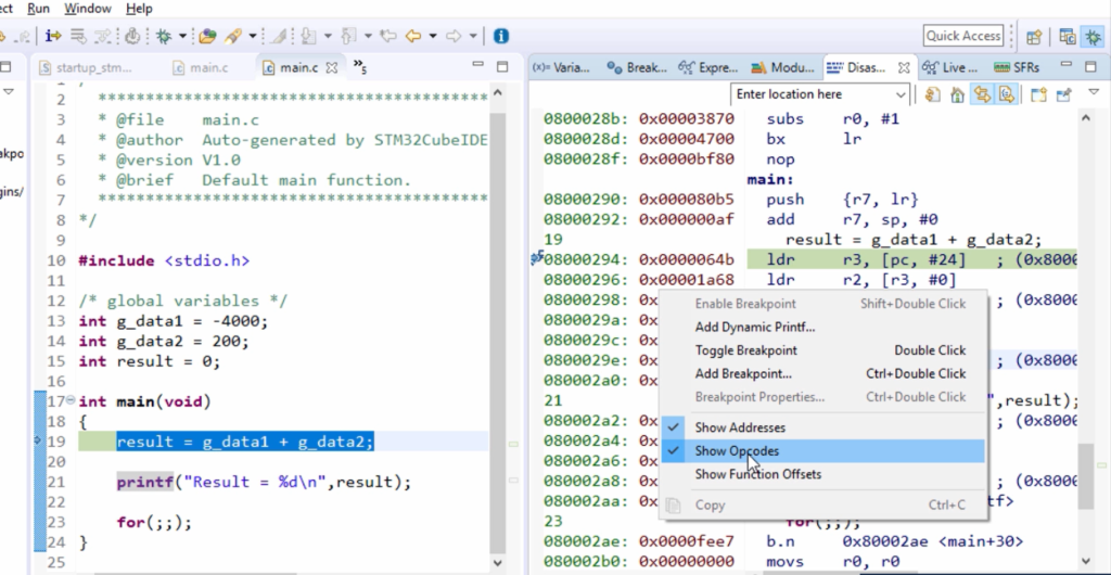 Figure 6. Show Opcodes