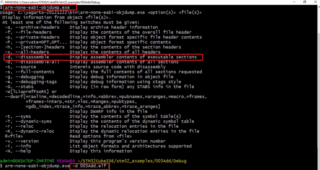 Figure 8. Objdump tool