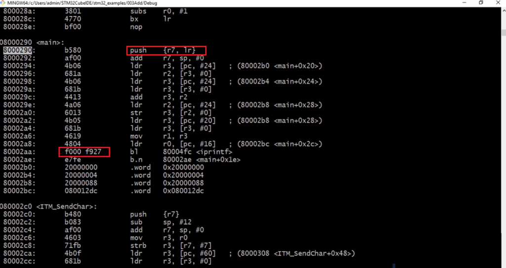 Figure 9. Assembly codes
