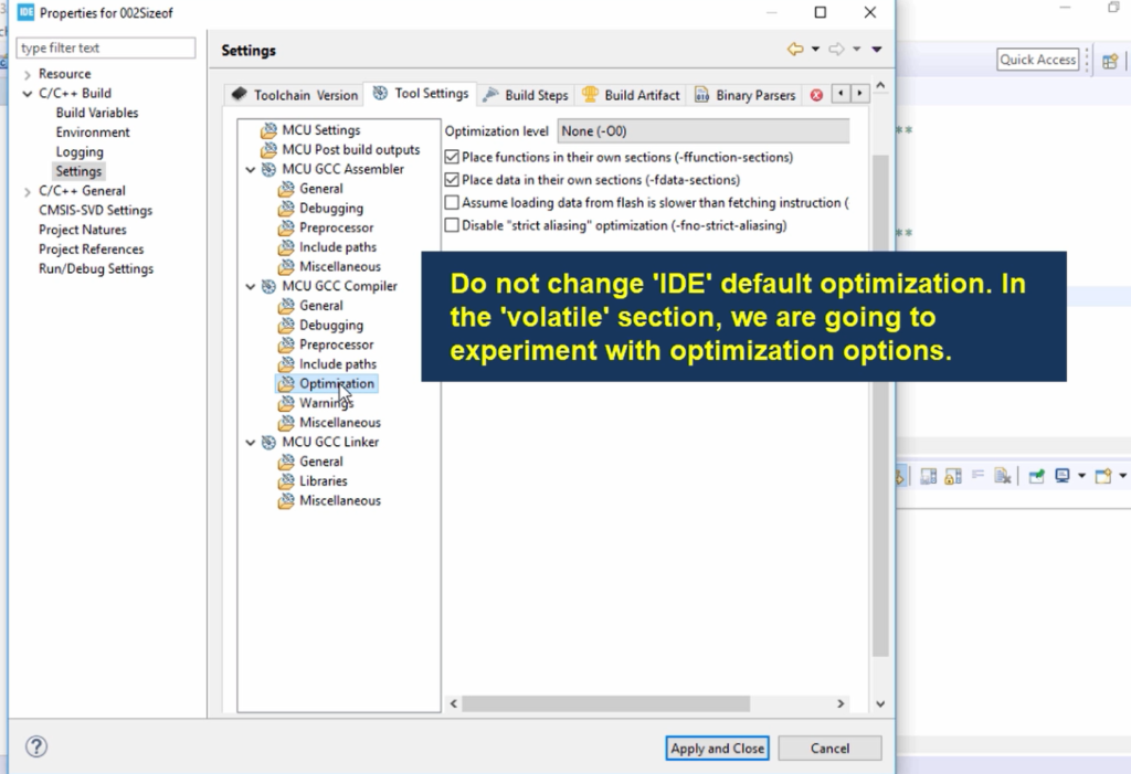 Compiler settings on STM32CubeIDE