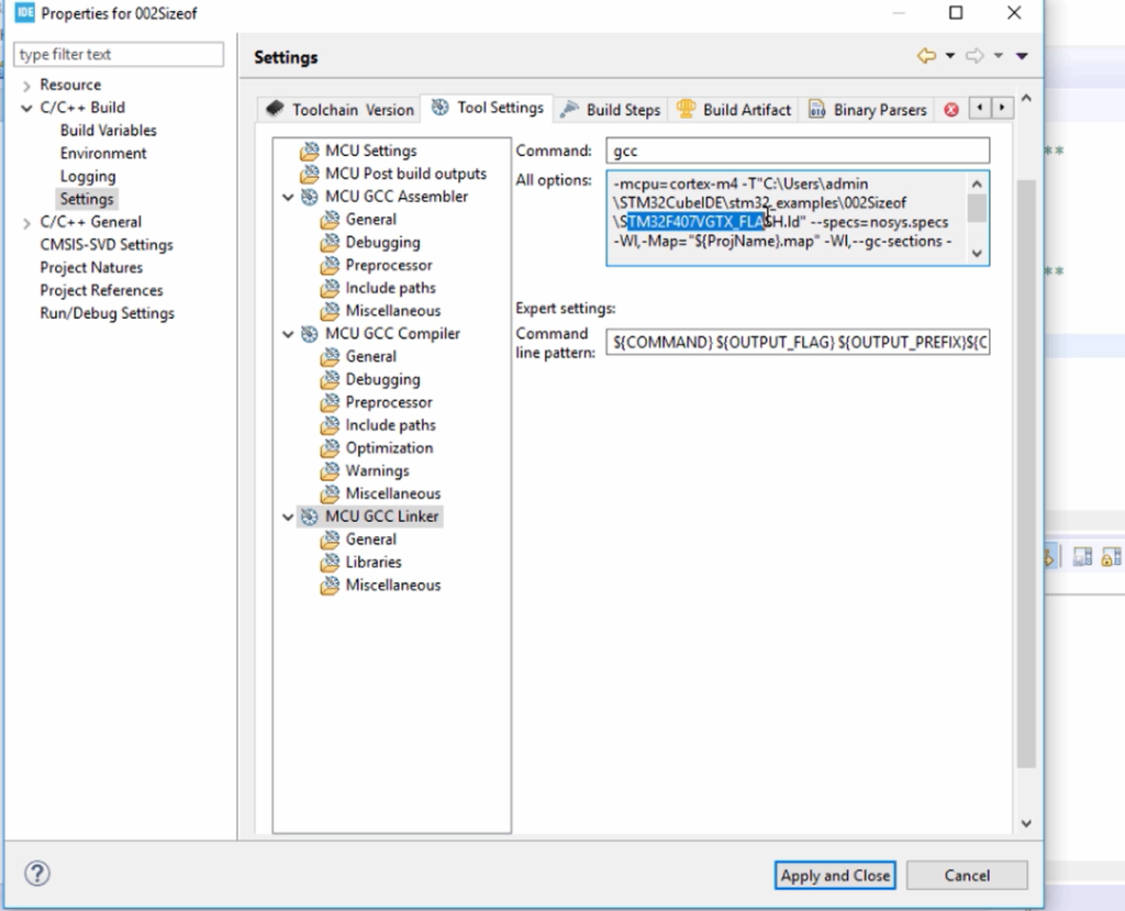 Compiler settings on STM32CubeIDE
