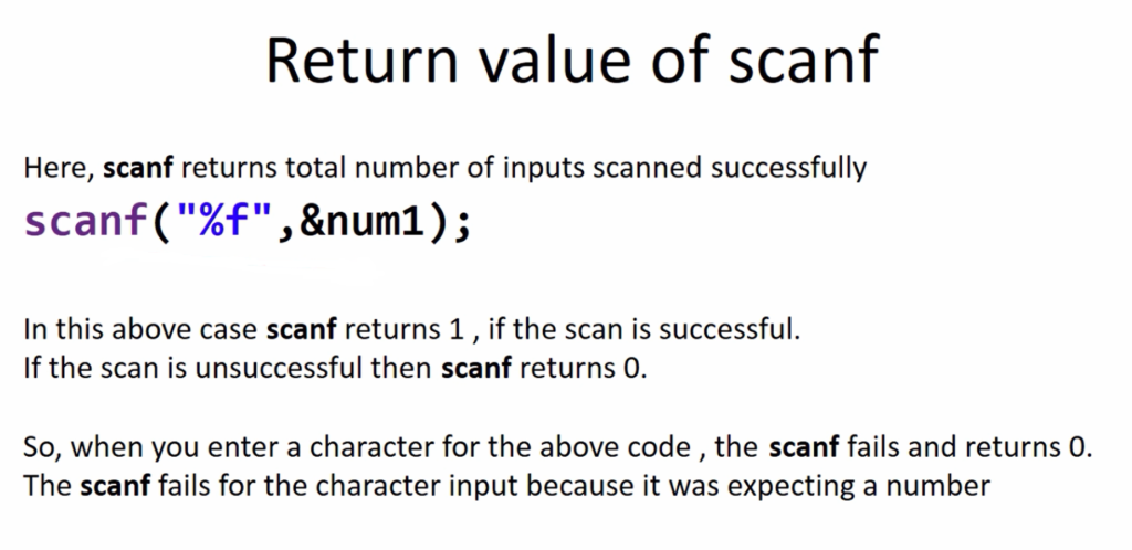 Figure 2. Return value of scanf