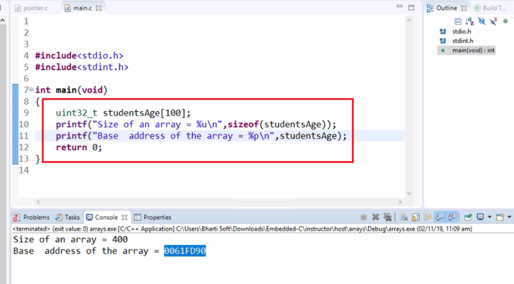 Arrays in C - Syntax, Array size, Declaration, and Storage