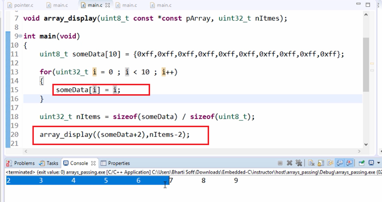 Passing array to a function