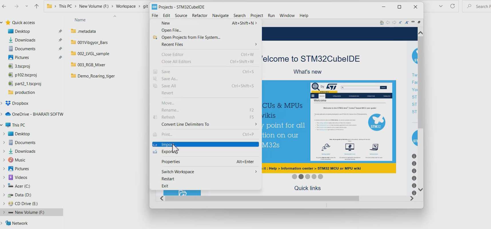 Import project into STM32CubeIDE