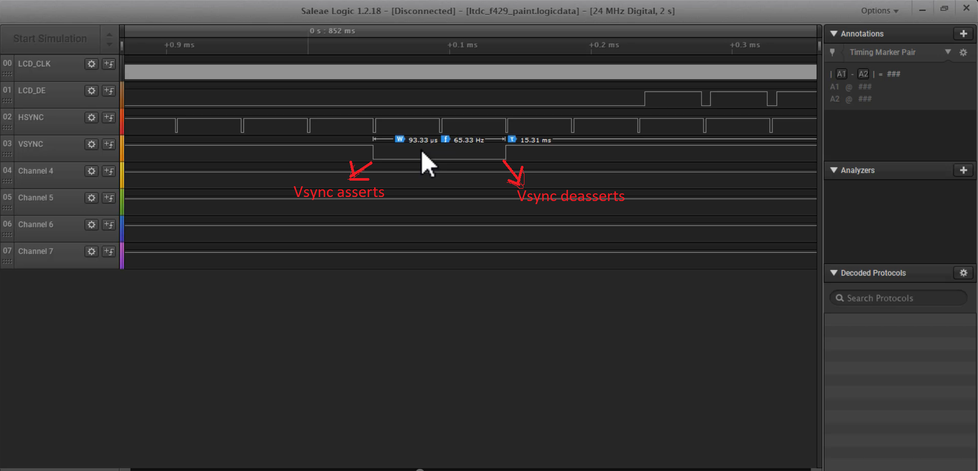 Figure 2. Vsync trace-  DPI Control Signals