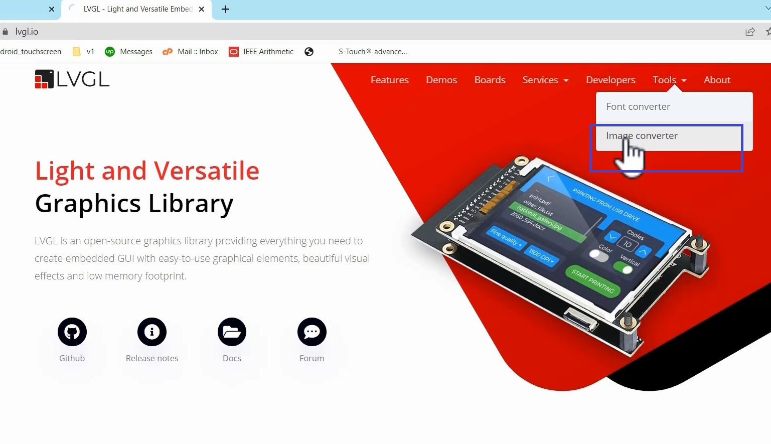 Figure 4. LVGL website