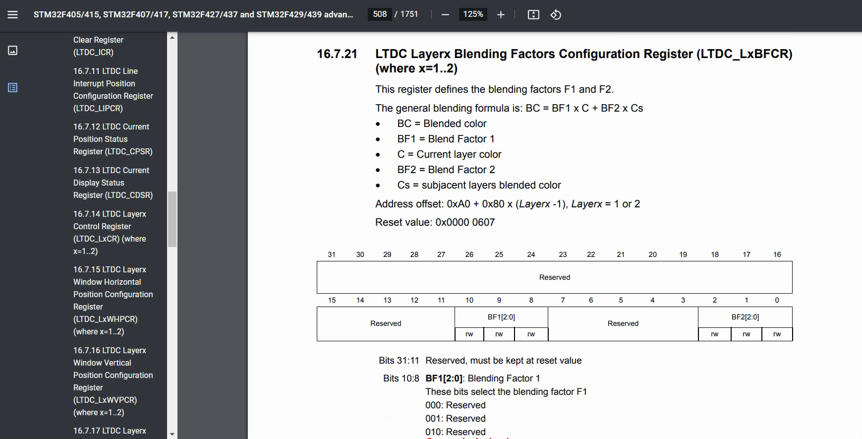 Figure 12. LTDC Layerx blending factors configuration Register