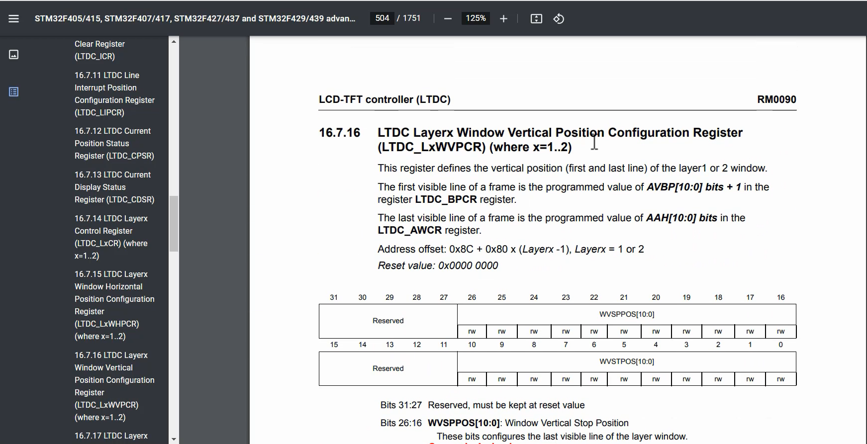 Window Vertical Position Configuration Register