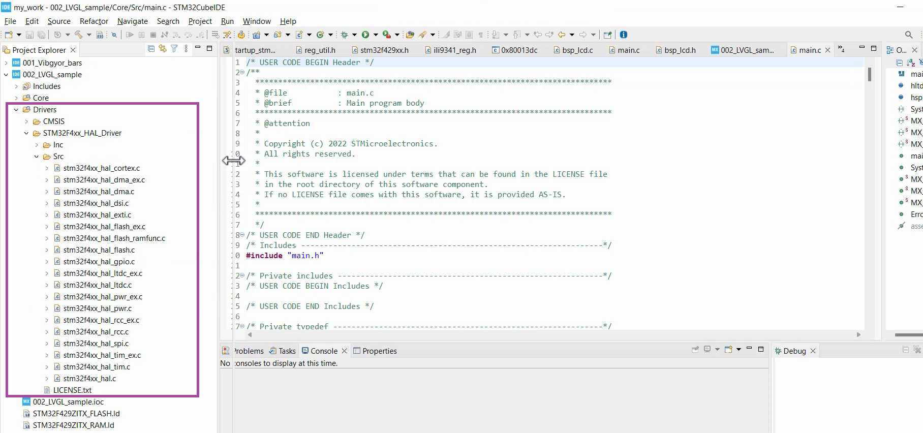 how to add the LVGL source code to an STM32 project