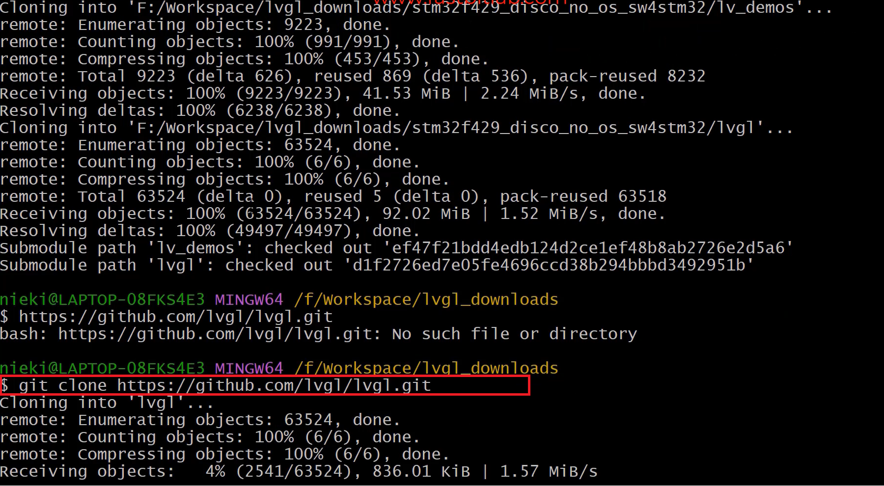 Figure 7. clone the main LVGL code