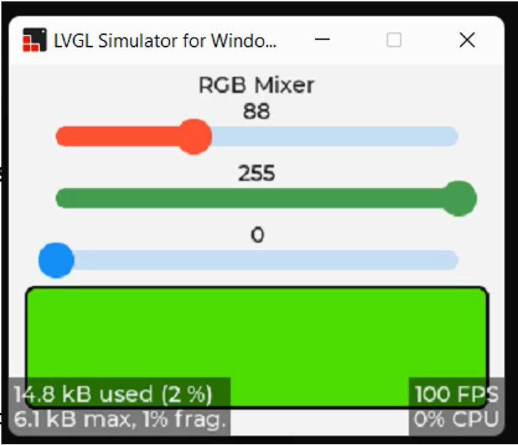 Figure 1.RGB Mixer - LVGL objects